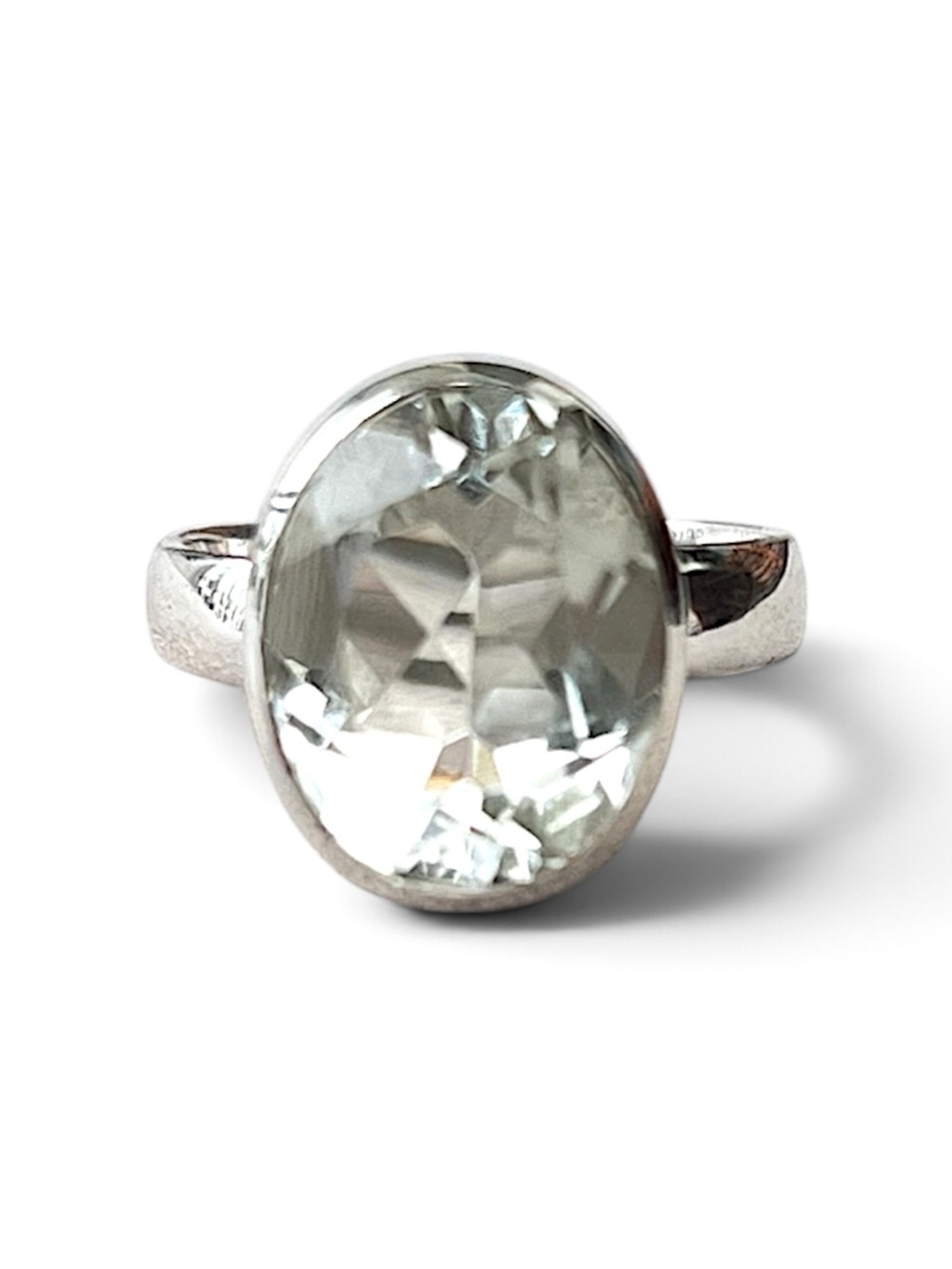 Sterling Silver Oval Green Amethyst Ring Size 8